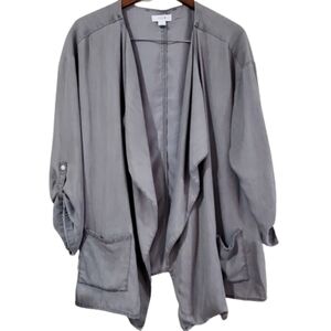 Intro. Gray Lightweight Waterfall Open Front Shawl Jacket Size Large